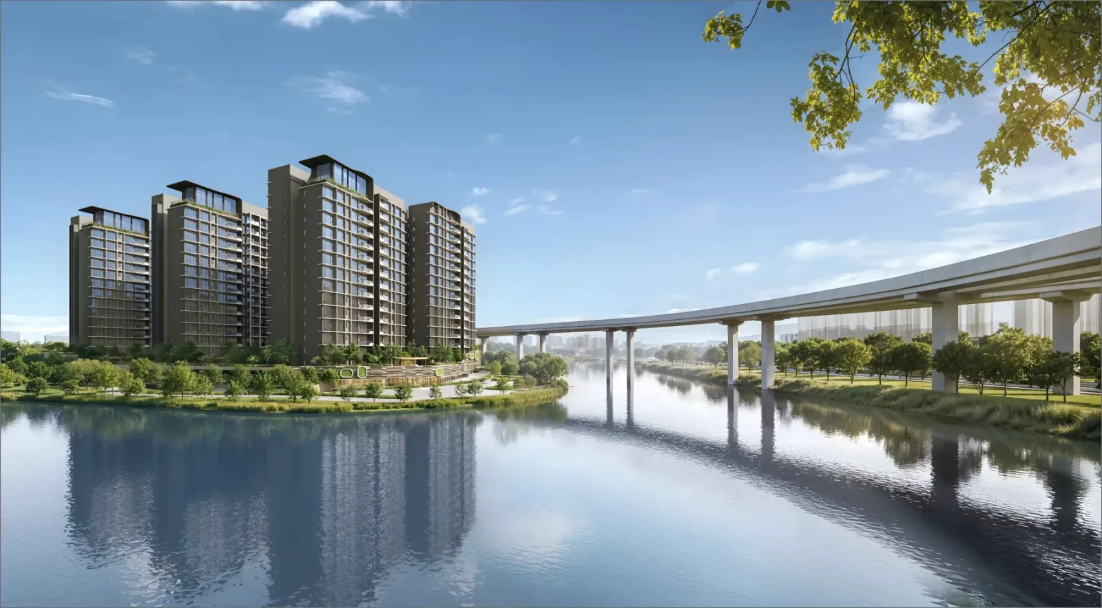 Tengah Garden Residences · Development beside the proposed Tengah Pond and future rail line — artist’s impression