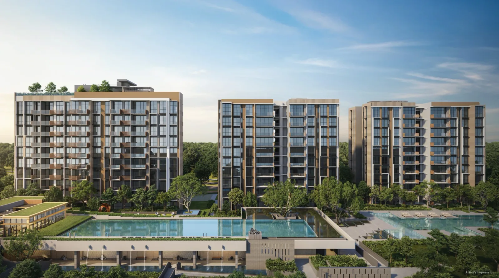 The Sen · Courtyard and pools · artist’s impression